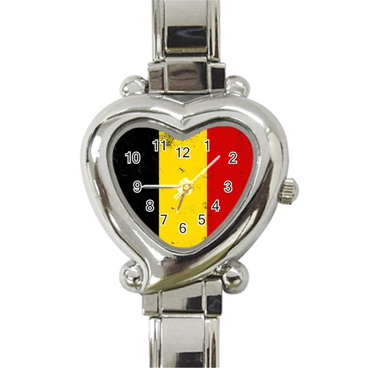 Grunge Flag Of Belgium Heart Italian Charm Watch