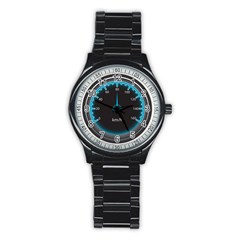 Blue Car Speedometer Stainless Steel Round Watch by trulycreative