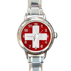 Flag Of Switzerland Round Italian Charm Watch by trulycreative