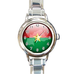 Flag Of Burkina Faso Round Italian Charm Watch by trulycreative