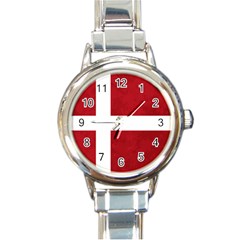 Flag Of Denmark Round Italian Charm Watch by trulycreative