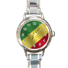 Flag Of The Congo Round Italian Charm Watch by trulycreative