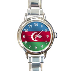 Flag Of Azerbaijan Round Italian Charm Watch by trulycreative