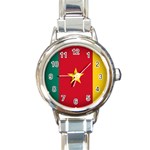 Flag Of Cameroon Round Italian Charm Watch Front