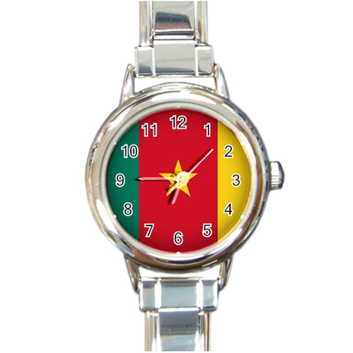 Flag Of Cameroon Round Italian Charm Watch