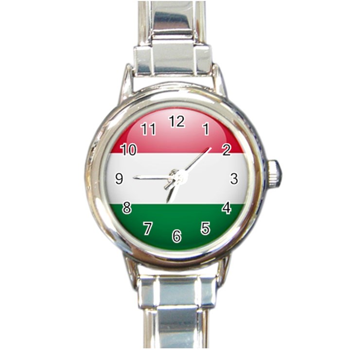 Flag Of Hungary Round Italian Charm Watch