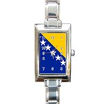 Flag Of Bosnia And Herzegovina Rectangle Italian Charm Watch Front