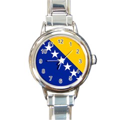 Flag Of Bosnia And Herzegovina Round Italian Charm Watch by trulycreative