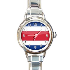 Flag Of Costa Rica Round Italian Charm Watch by trulycreative