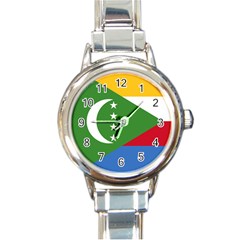 Flag Of The Comoros Round Italian Charm Watch by trulycreative