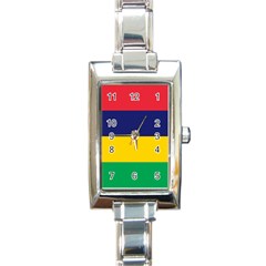 Flag Of Mauritius Rectangle Italian Charm Watch by trulycreative