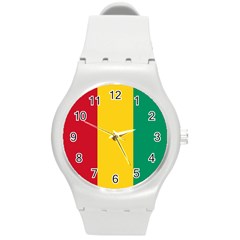 Flag Of Guinea Round Plastic Sport Watch (m) by trulycreative