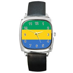 Flag Of Gabon Square Metal Watch by trulycreative