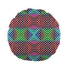 Colorful Circle Abstract White  Red Pink Green Standard 15  Premium Flano Round Cushions by BrightVibesDesign