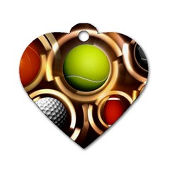 Sport Ball Tennis Golf Football Dog Tag Heart (one Side) by HermanTelo