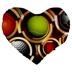 Sport Ball Tennis Golf Football Large 19  Premium Heart Shape Cushions by HermanTelo