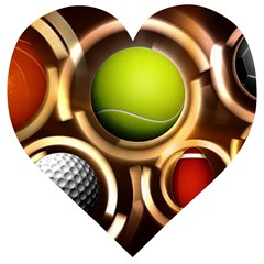 Sport Ball Tennis Golf Football Wooden Puzzle Heart by HermanTelo