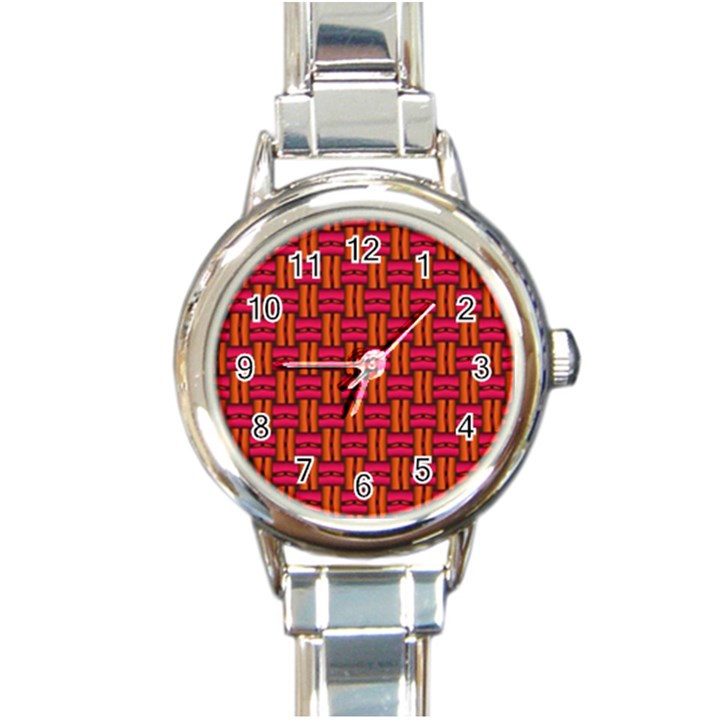 Pattern Red Background Structure Round Italian Charm Watch