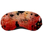 Funny Halloween Design, Cat, Pumpkin And Witch Sleeping Mask Front