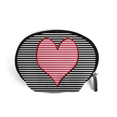 Heart Stripes Symbol Striped Accessory Pouch (small) by HermanTelo