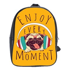 Pug Enjoy Every Moment School Bag (xl) by trulycreative