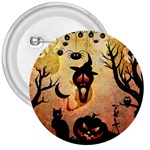 Funny Halloween Design, Pumpkin, Cat, Owl And Crow 3  Buttons Front