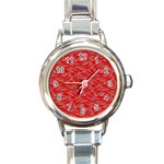 Background Abstraction Red Gray Round Italian Charm Watch Front