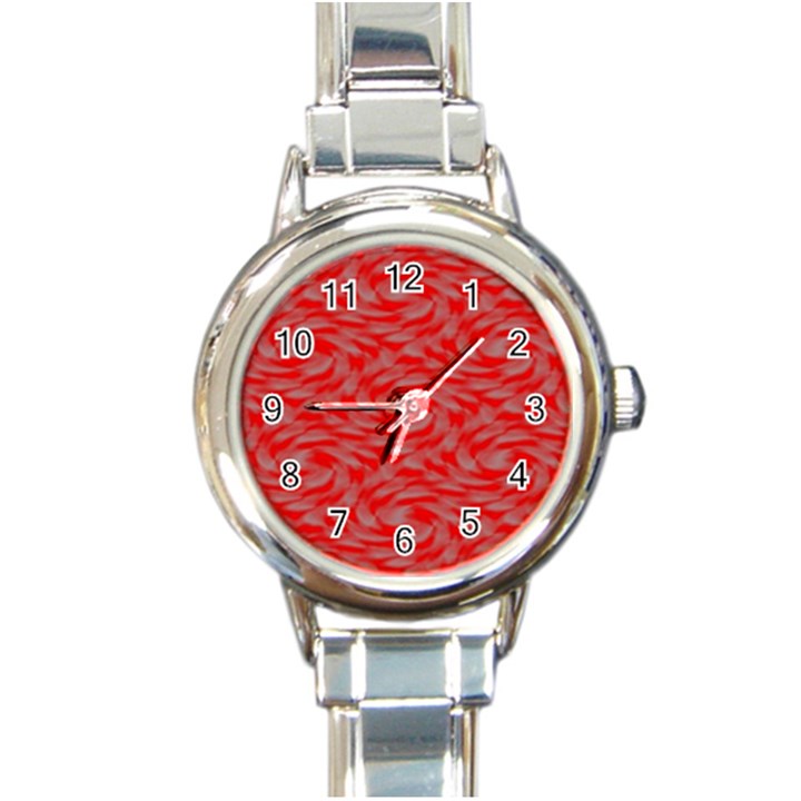 Background Abstraction Red Gray Round Italian Charm Watch