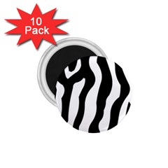 Wild Zebra Pattern Black And White 1 75  Magnets (10 Pack)  by picsaspassion