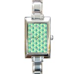 Background Chevron Green Rectangle Italian Charm Watch Front