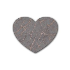 Marble Old Vintage Pinkish Gray With Bronze Veins Intrusions Texture Floor Background Print Luxuous Real Marble Rubber Coaster (heart)  by genx