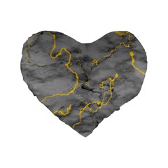 Marble Neon Retro Light Gray With Gold Yellow Veins Texture Floor Background Retro Neon 80s Style Neon Colors Print Luxuous Real Marble Standard 16  Premium Heart Shape Cushions by genx