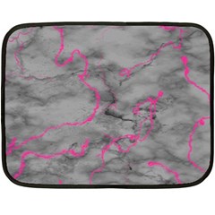 Marble Light Gray With Bright Magenta Pink Veins Texture Floor Background Retro Neon 80s Style Neon Colors Print Luxuous Real Marble Fleece Blanket (mini) by genx