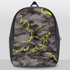 Marble Light Gray With Green Lime Veins Texture Floor Background Retro Neon 80s Style Neon Colors Print Luxuous Real Marble School Bag (large) by genx