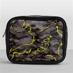 Marble light gray with green lime veins texture floor background retro neon 80s style neon colors print luxuous real marble Mini Toiletries Bag (One Side) Front