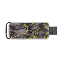 Marble Light Gray With Green Lime Veins Texture Floor Background Retro Neon 80s Style Neon Colors Print Luxuous Real Marble Portable Usb Flash (one Side) by genx