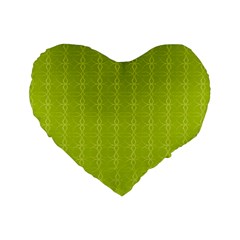 Background Texture Pattern Green Standard 16  Premium Flano Heart Shape Cushions by HermanTelo