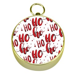 Christmas Watercolor Hohoho Red Handdrawn Holiday Organic And Naive Pattern Gold Compasses by genx