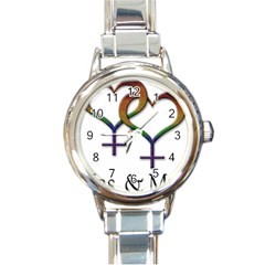 Mrs  And Mrs  Round Italian Charm Watch by LiveLoudGraphics