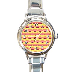 Background Colorful Chevron Round Italian Charm Watch by HermanTelo