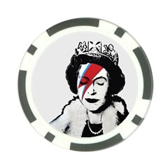 Banksy Graffiti Uk England God Save The Queen Elisabeth With David Bowie Rockband Face Makeup Ziggy Stardust Poker Chip Card Guard by snek