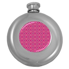 Background Texture Pattern Mandala Round Hip Flask (5 Oz) by HermanTelo