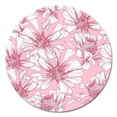 Pink Flowers Magnet 5  (round) by Sobalvarro