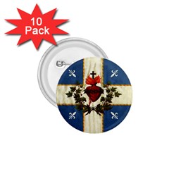 Quebec Flag Drapeau Québec Patriote Carillon Sacré-coeur Christian Catholic Old Vintage With Fleurs De Lys 1 75  Button (10 Pack)  by Quebec