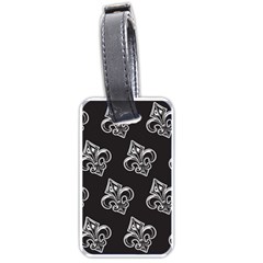 French France Fleur De Lys Metal Pattern Black And White Antique Vintage Black Rocker Luggage Tag (one Side) by Quebec