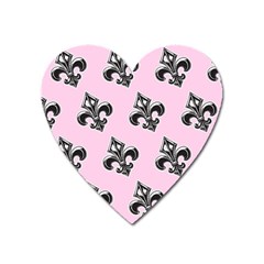 French France Fleur De Lys Metal Pattern Black And White Antique Vintage Pink And Black Rocker Heart Magnet by Quebec