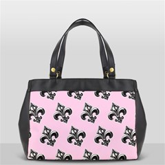 French France Fleur De Lys Metal Pattern Black And White Antique Vintage Pink And Black Rocker Oversize Office Handbag by Quebec