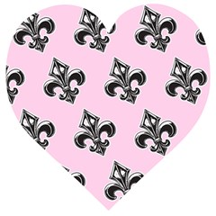 French France Fleur De Lys Metal Pattern Black And White Antique Vintage Pink And Black Rocker Wooden Puzzle Heart by Quebec