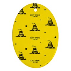 Gadsden Flag Don t Tread On Me Yellow And Black Pattern With American Stars Oval Ornament (two Sides) by snek