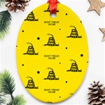 Gadsden Flag Don t tread on me Yellow and Black Pattern with american stars Oval Ornament (Two Sides) Back